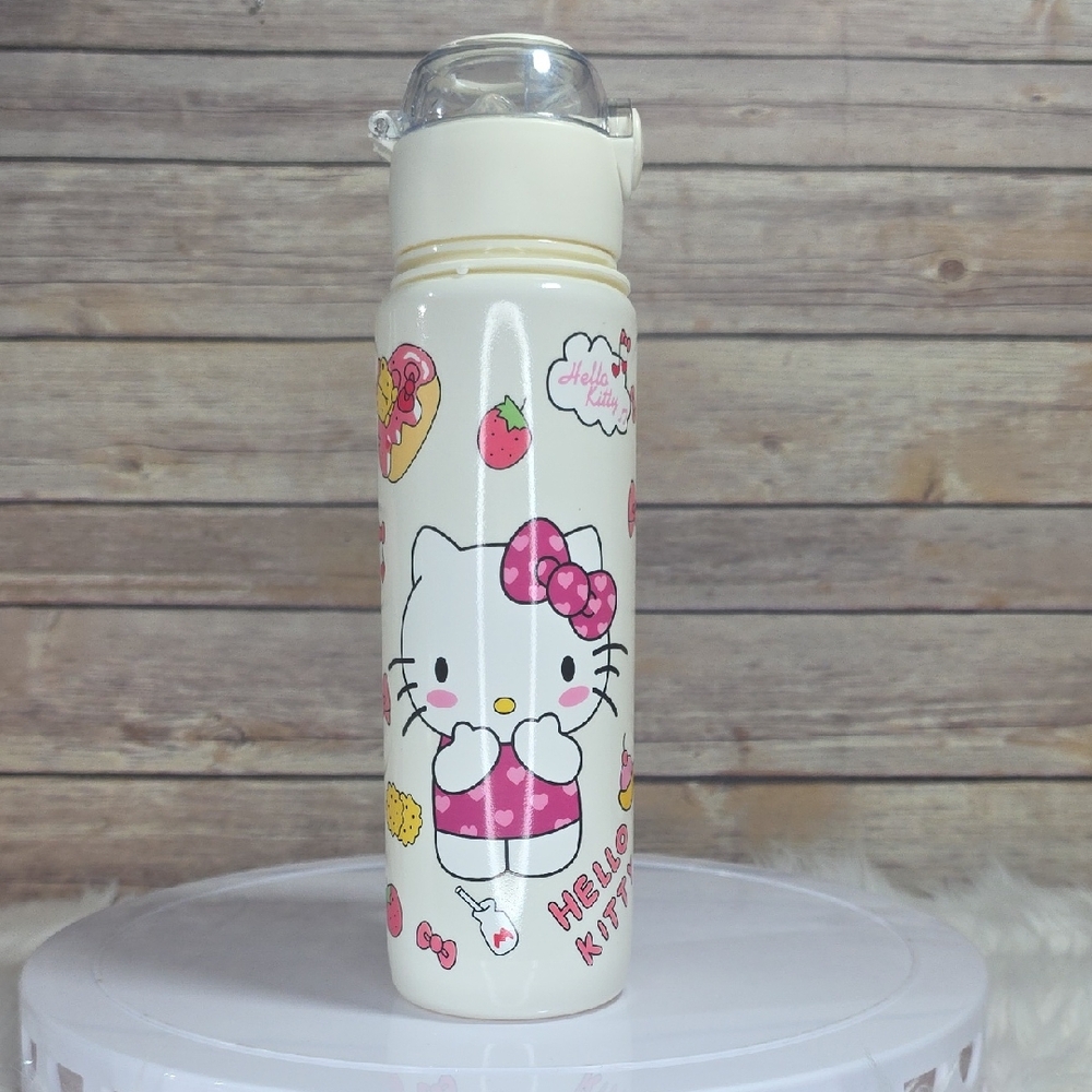 Hello Kitty Cream & Pink Character Stainless Bottle with Straw Lid